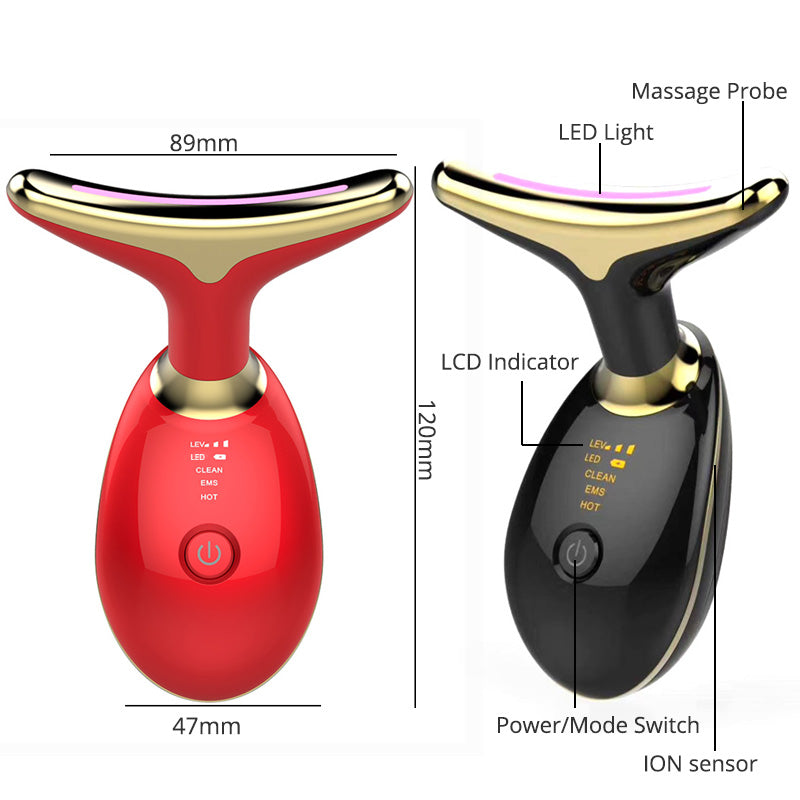 EMS Thermal Neck Face Lifting And Tighten Massager Electric Microcurrent Wrinkle Remover LED Photon Face Beauty Device For Woman