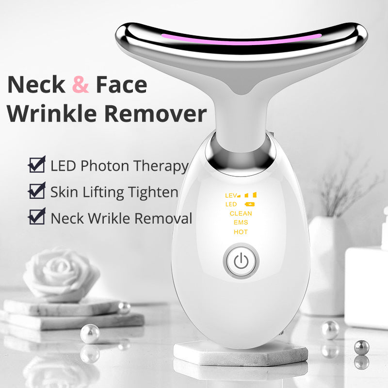 EMS Thermal Neck Face Lifting And Tighten Massager Electric Microcurrent Wrinkle Remover LED Photon Face Beauty Device For Woman