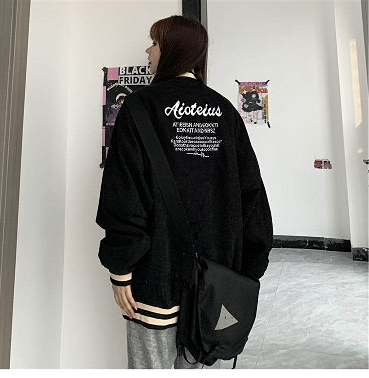 Korean Style Loose Retro Jacket Dark Harbor Style Baseball Uniform