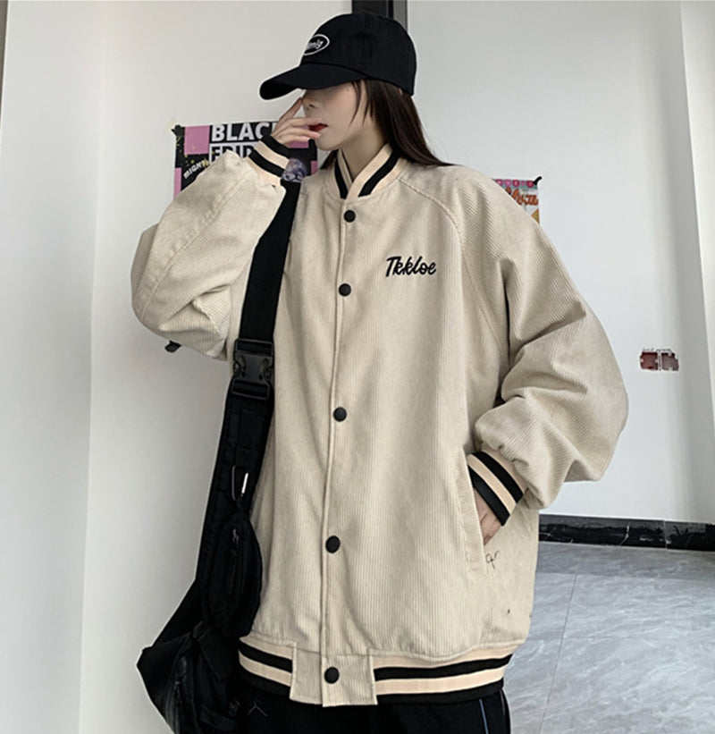 Korean Style Loose Retro Jacket Dark Harbor Style Baseball Uniform