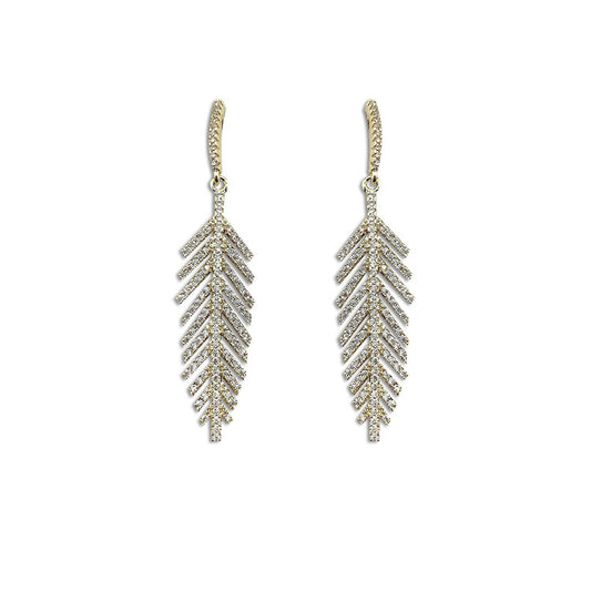 Leaf Earrings Women S925 Silver Needle Micro Inlaid Zircon Fashion Jewelry