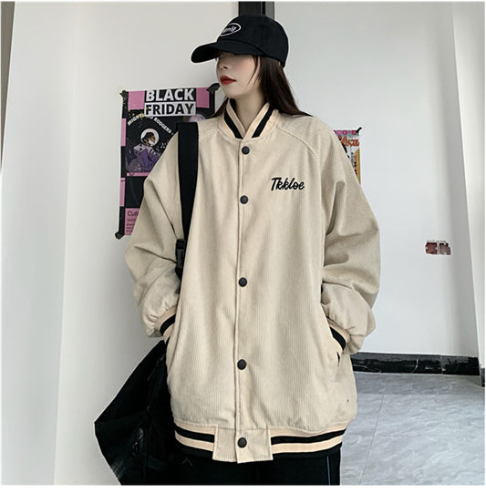 Korean Style Loose Retro Jacket Dark Harbor Style Baseball Uniform