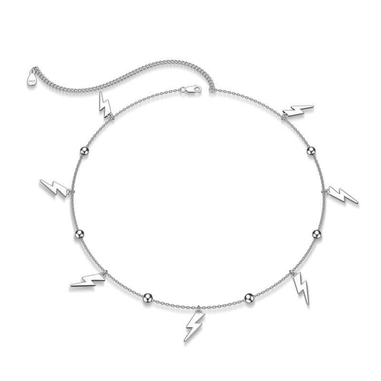 Lightning Bolt Choker for Women Sterling Silver Minimalist Geometry Pendant Lightning Jewelry Gift for Girls